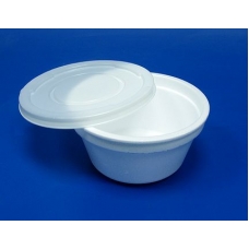 Тарелка суповая из вспененного полистирола с пластиковой крышкой 410 мл